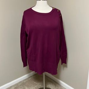Lane Bryant plus size 26/28 wine colored sweater with button detail